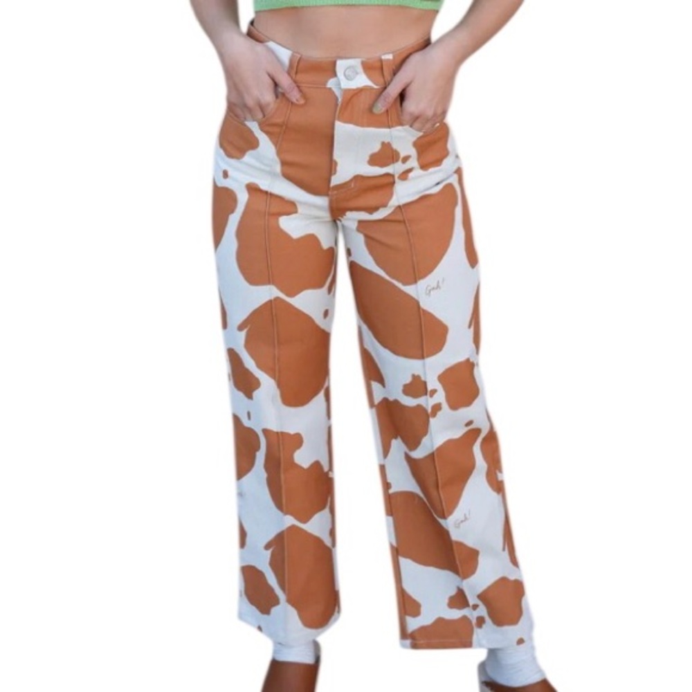 Women's 29 Lisa Says Gah Brown Cow Robyn Jean Jeans Pants Printed - Picture 2 of 16